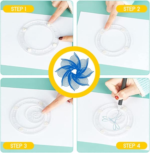 🌈Spiral Art Clear Gear Geometric Ruler(22PCS)