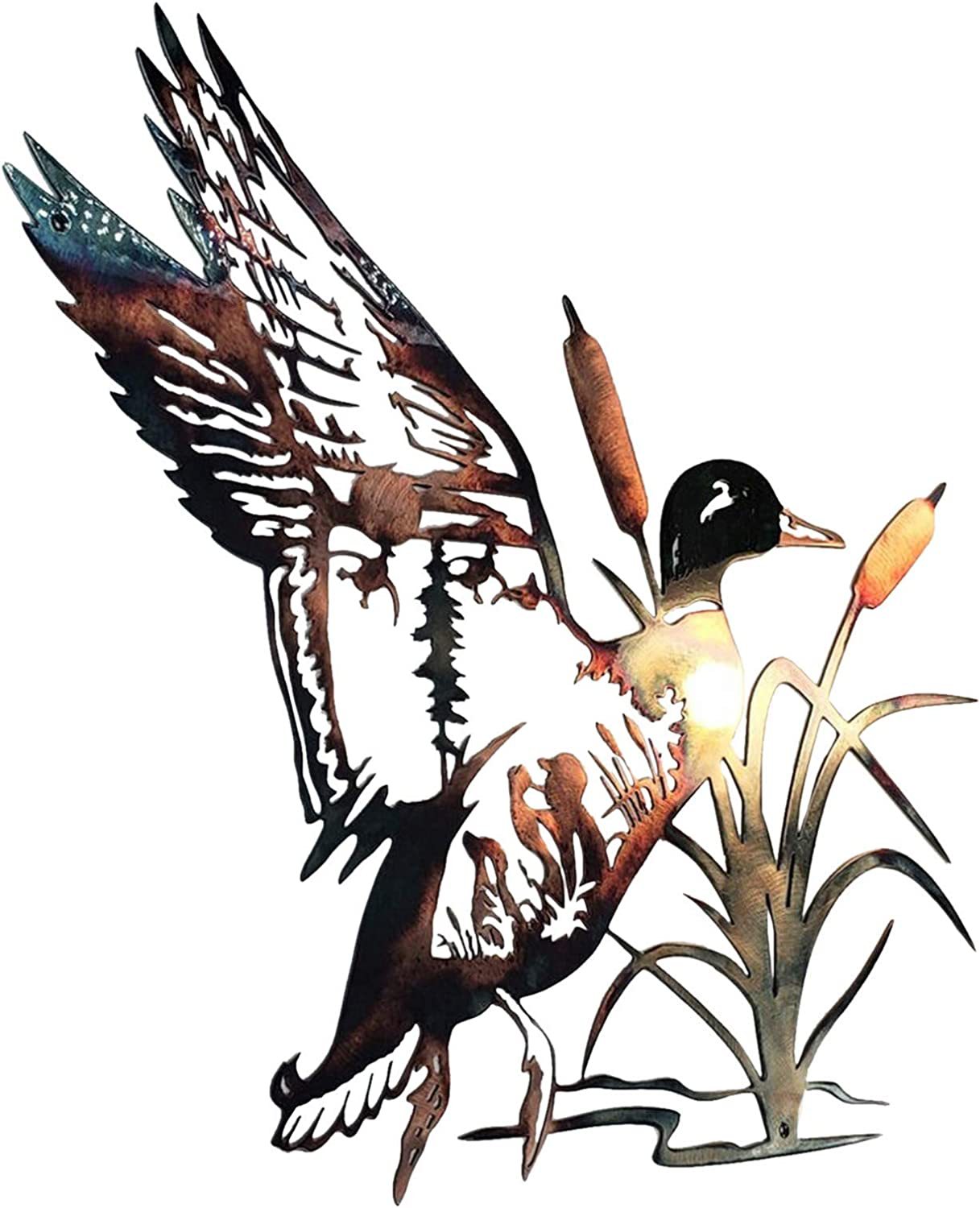 🦆Solo Mallard Hunting & Trout Fishing Scene Metal Wall Art🦆