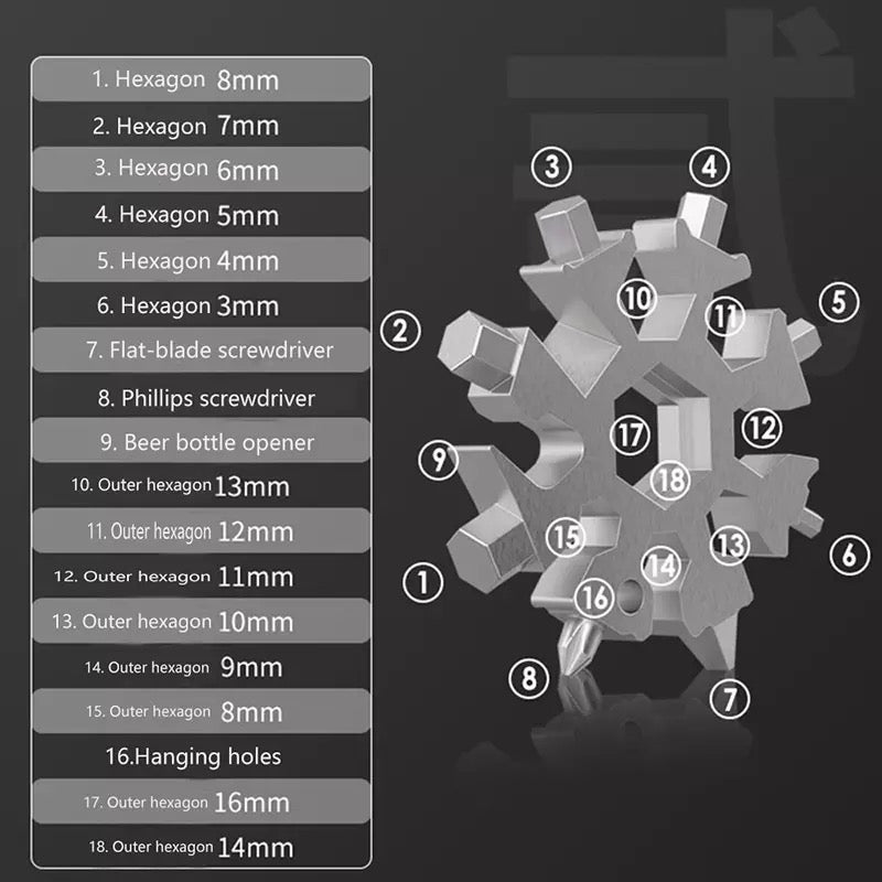 (🎅Christmas Hot Sale - 40% OFF)Snowflake 18 in 1 Multifunctional Wrench Tool