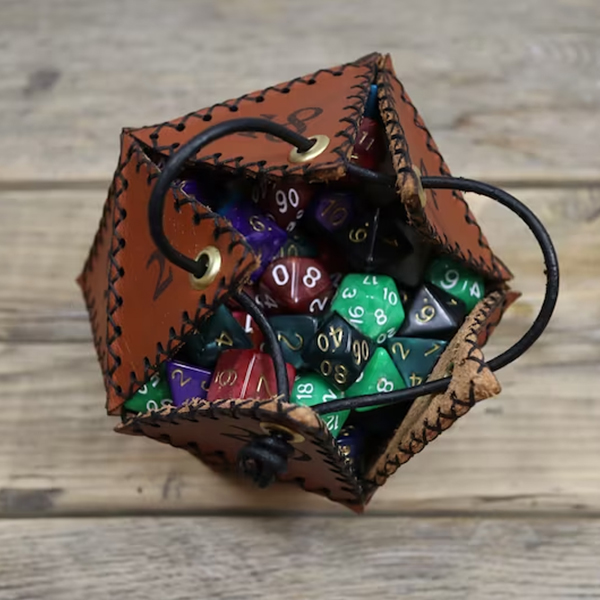 🎄Christmas Sale - Leather D20 Dice Bag