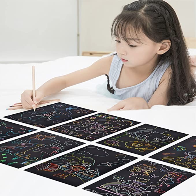 🎨DIY Paint Scraping Magic Scratch Paper Art Cards 🌈