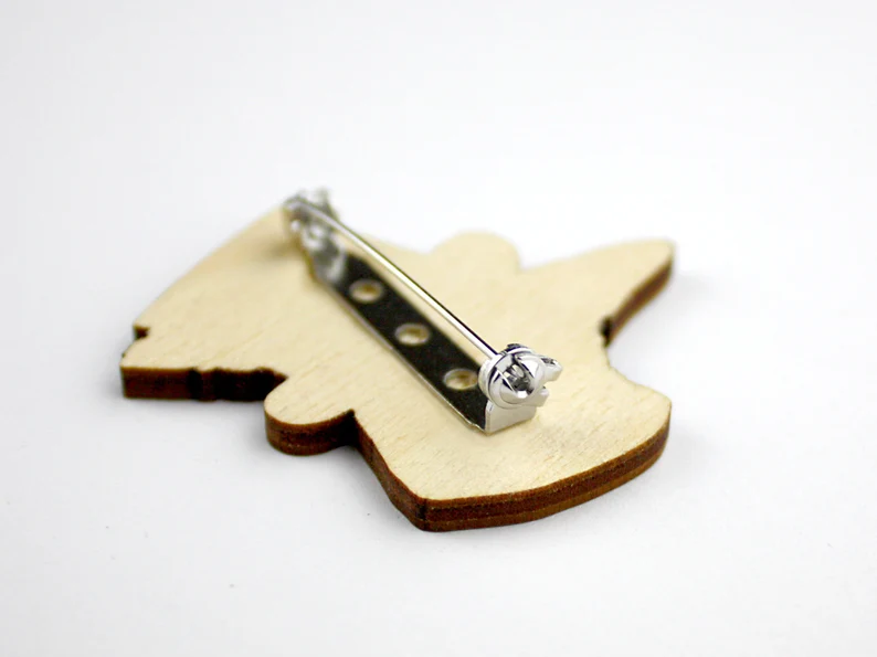 Whimsical wooden brooch pin "BIRD OF PASSAGE" gothic funny gift