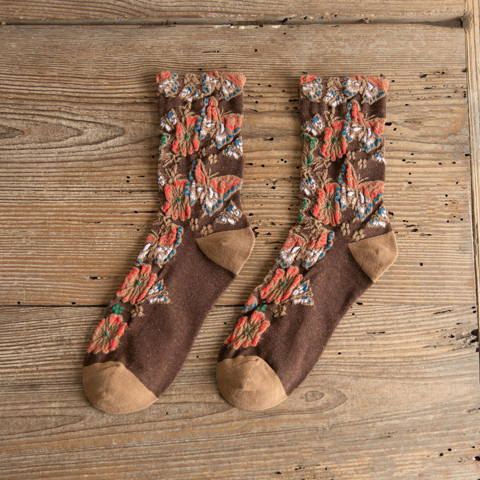 🎉Hot Sale 45% OFF🦋Vintage Butterfly Embossed Women Socks