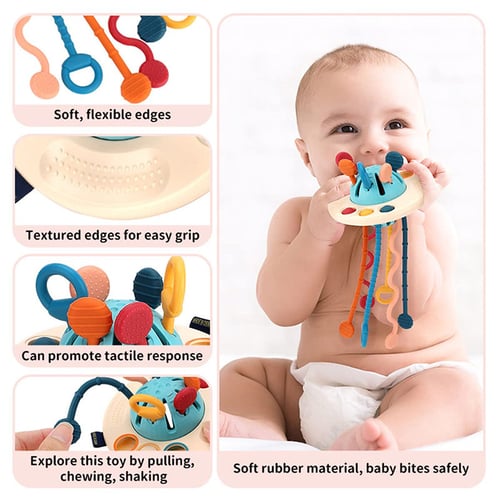 🎁Nice Gift For your Baby 🛸Montessori UFO Silicone Pulling Toy🎈