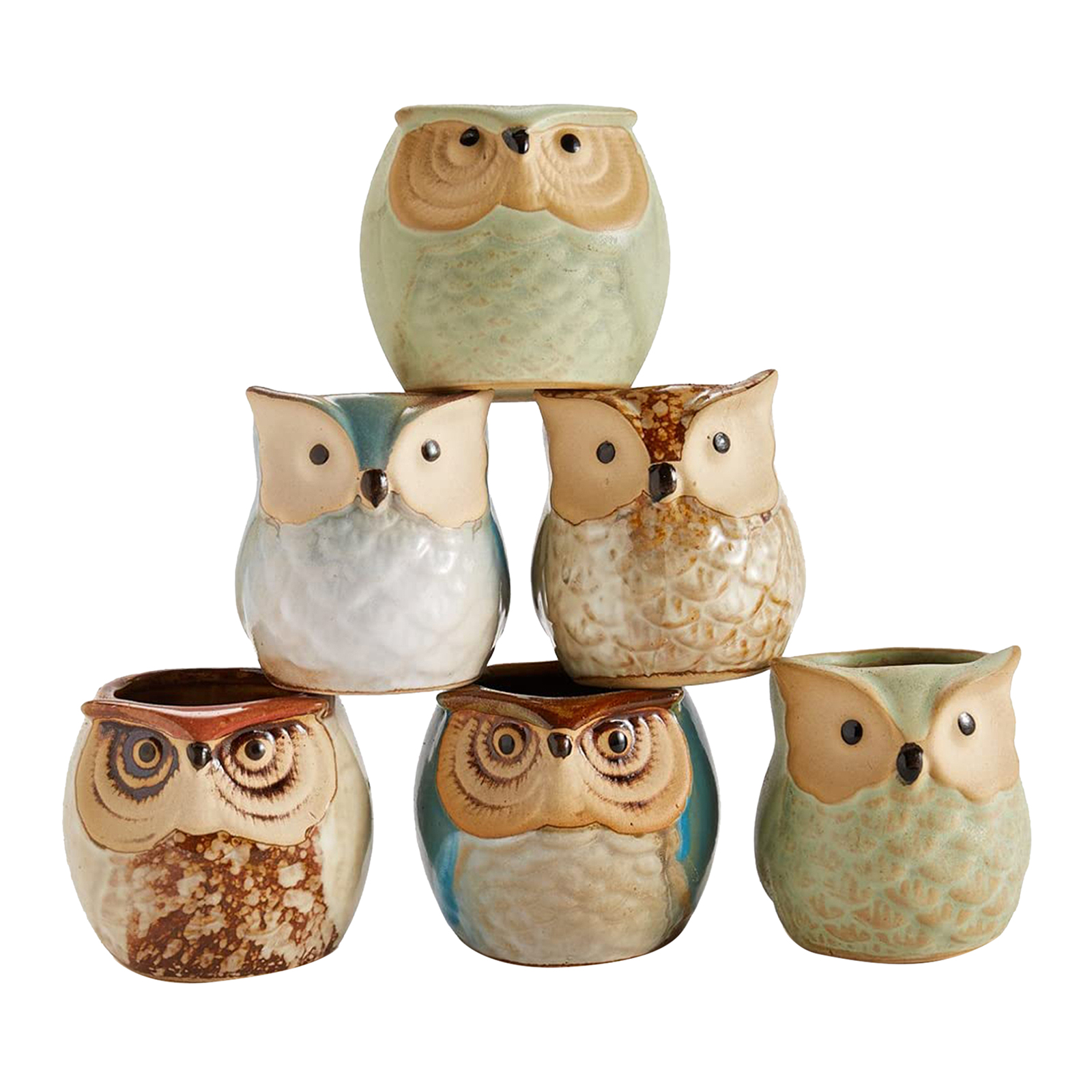 🦉Owl Pot Ceramic Flowing Glaze Base Serial Set Succulent Plant Pot
