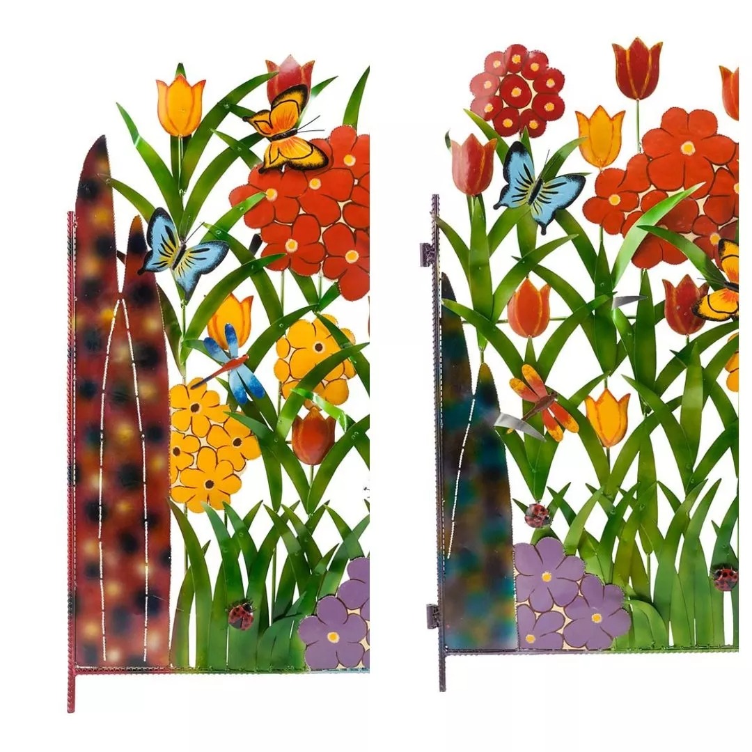 Colorful Metal Butterfly and Flower Garden Screen