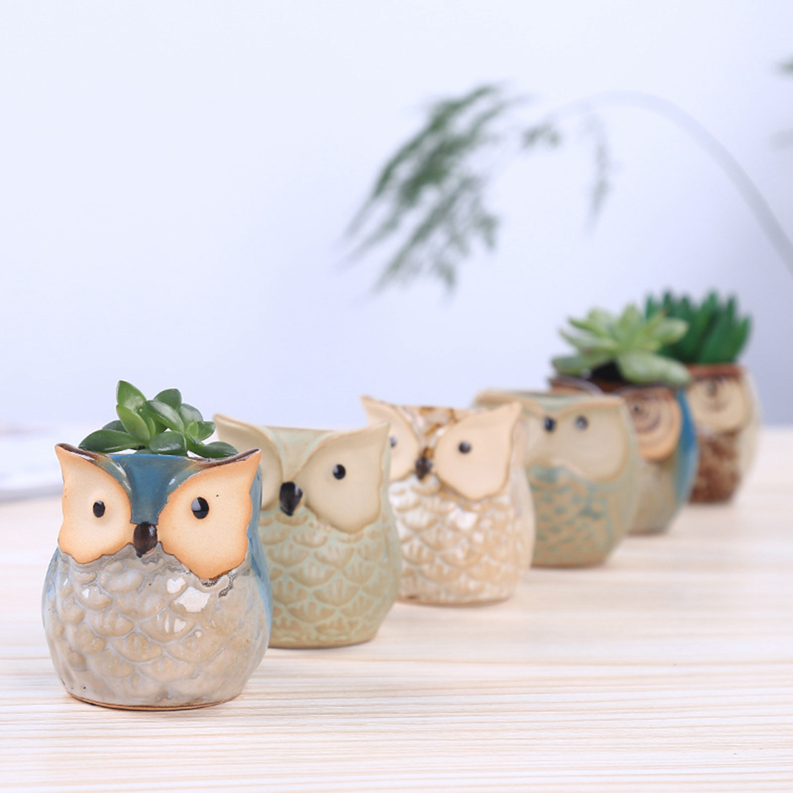 🦉Owl Pot Ceramic Flowing Glaze Base Serial Set Succulent Plant Pot