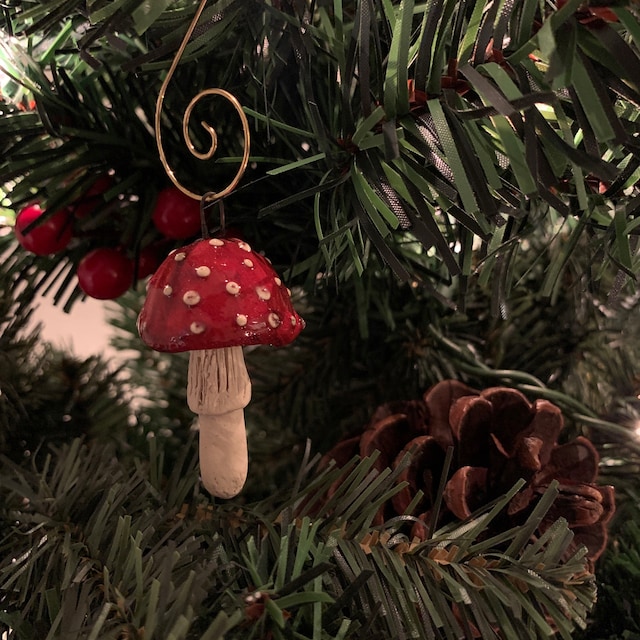 Set of six  mushroom ornament