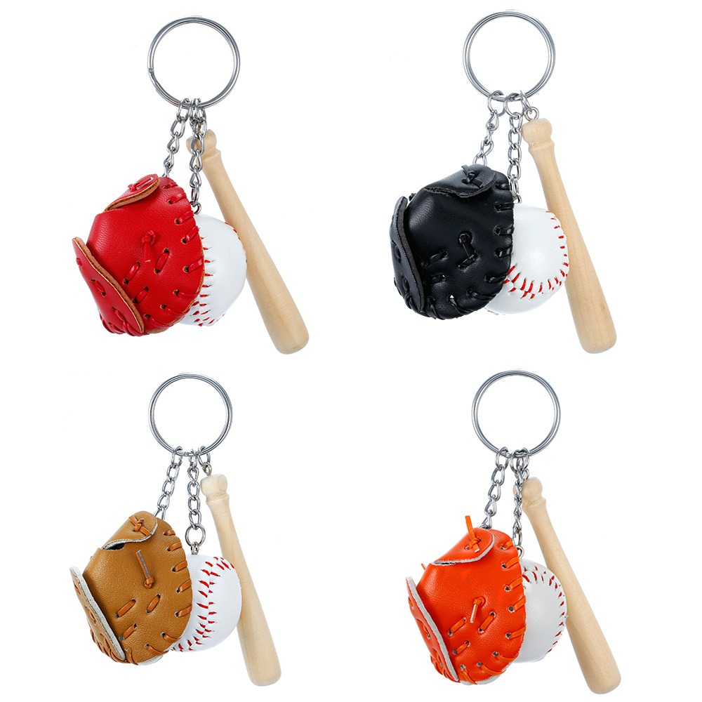 Mini Baseball Glove Set Charm Keychain