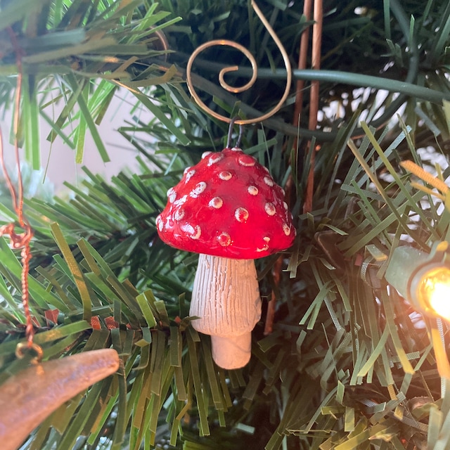 Set of six  mushroom ornament