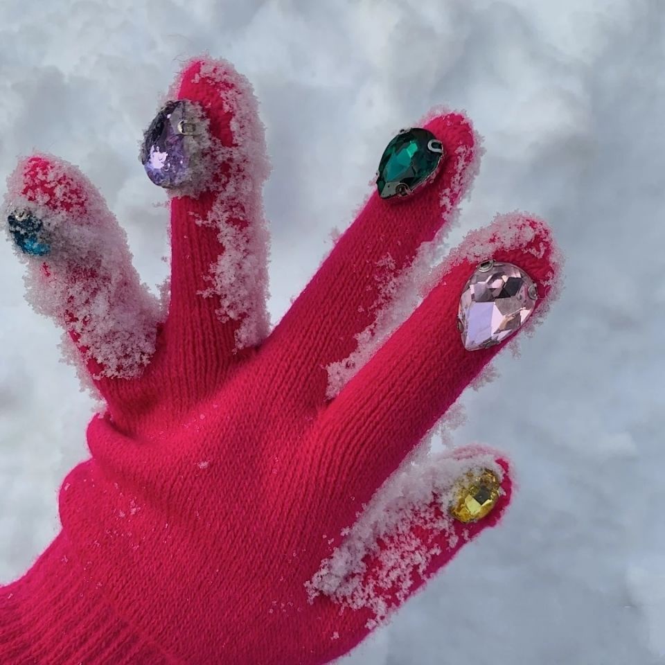 Nail Art Rhinestone Gloves
