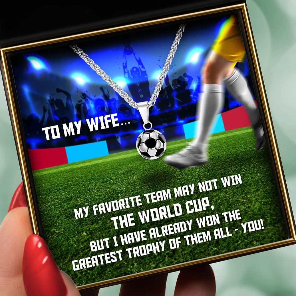 ⚽To My Wife, the Greatest Trophy (Field and Trophy Card) ⚽Soccer/ Football Necklace Gift Set