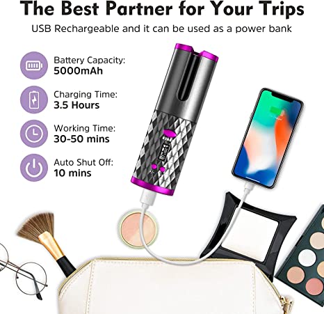 💅USB Charging Portable Cordless Auto Hair Curler