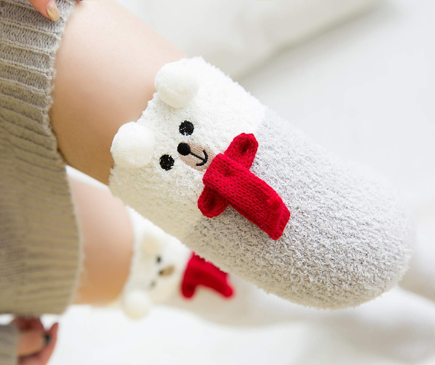 3D Cute Cartoon Over Knee High Fuzzy Socks
