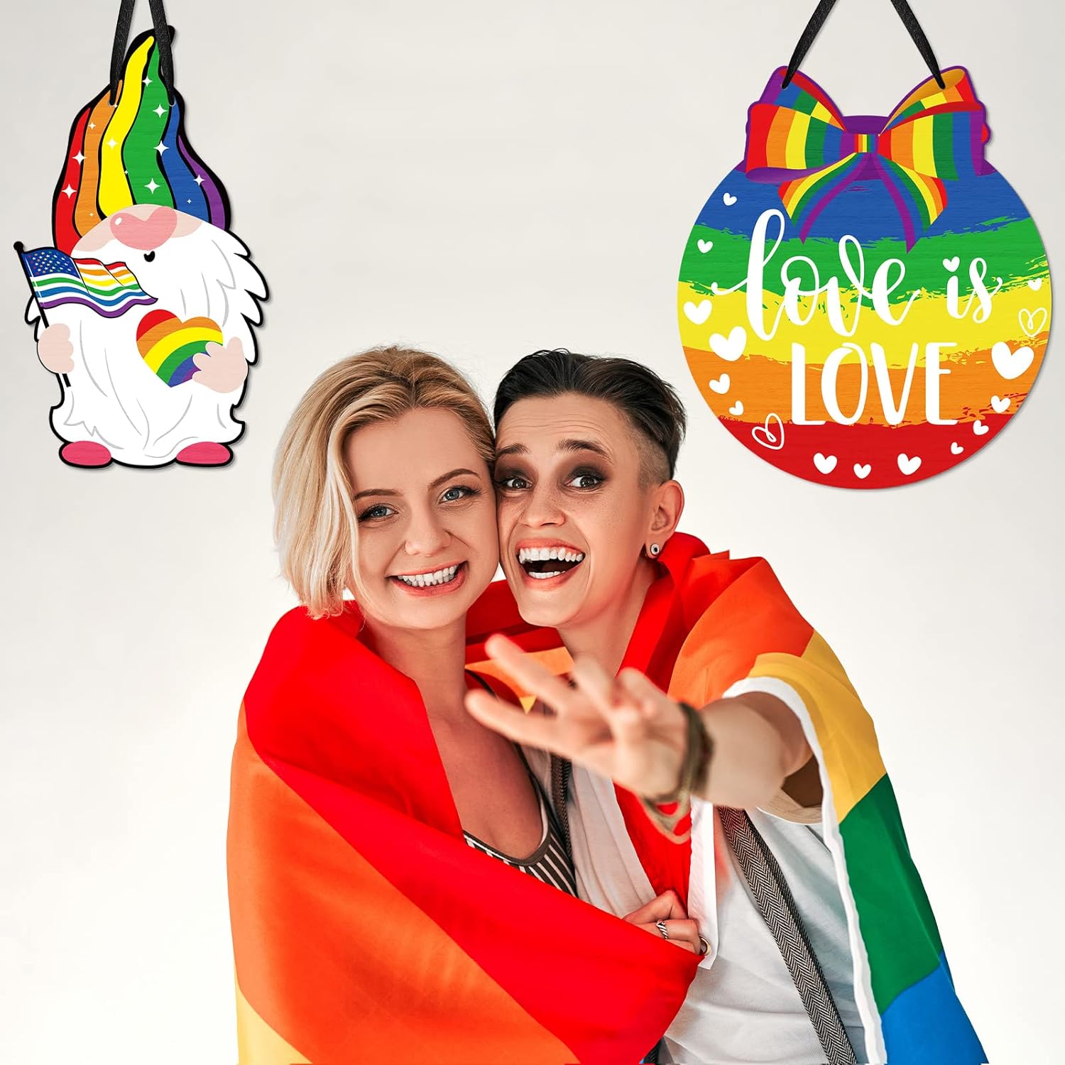 Rainbow Pride Wood Hanging