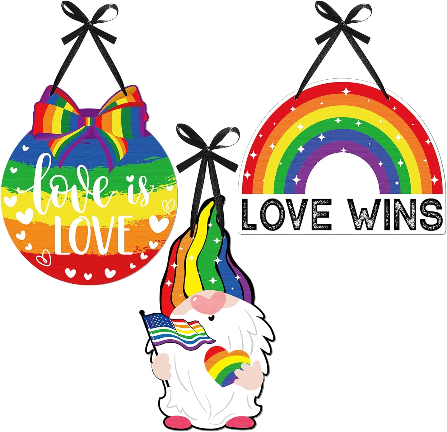 Rainbow Pride Wood Hanging
