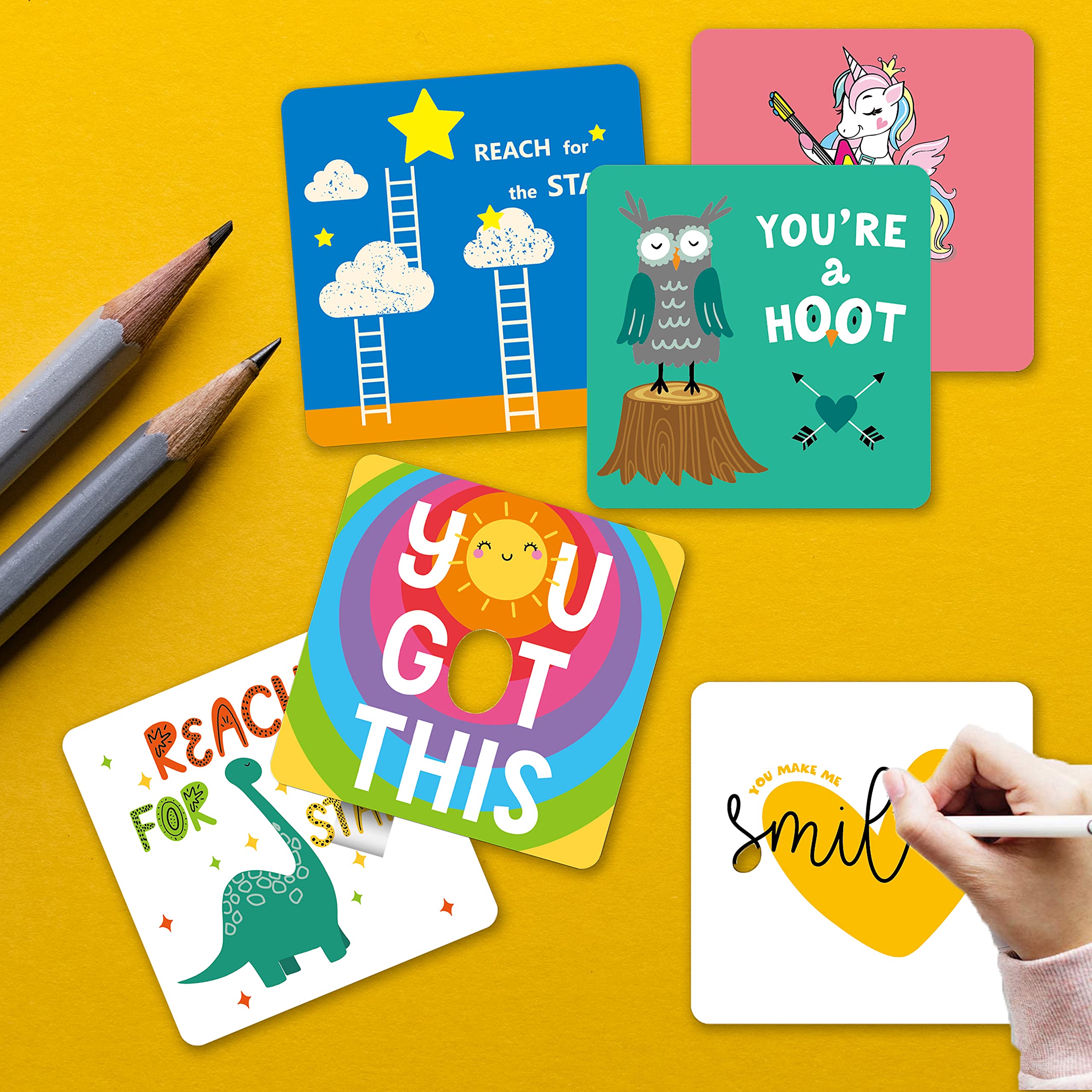 🔥NEW ARRIVAL🌈Pack of 60 Motivational Lunch Cards for Kids🎁
