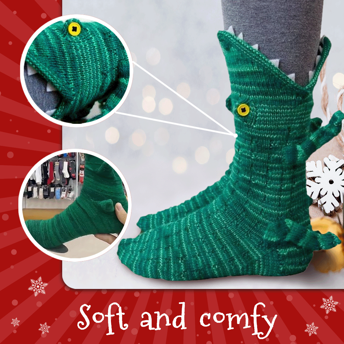 🎅3D Knit Crocodile Socks🎁