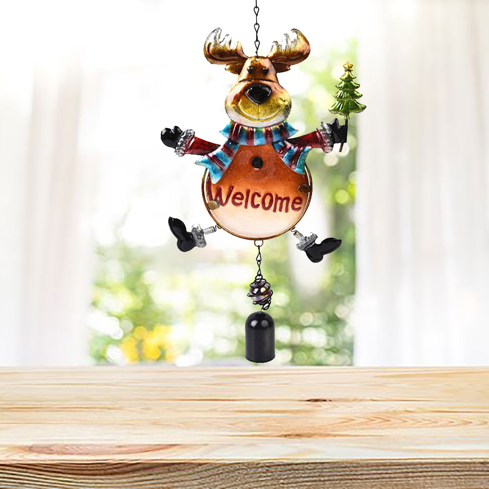 Cute Christmas Wind Chimes Wrought Iron Hang Pendant