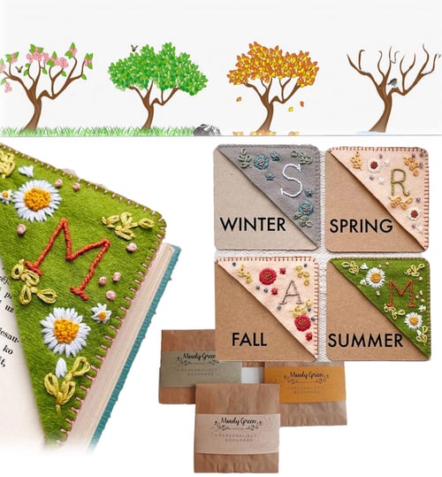  🍃Personalized hand embroidered corner bookmark🔖