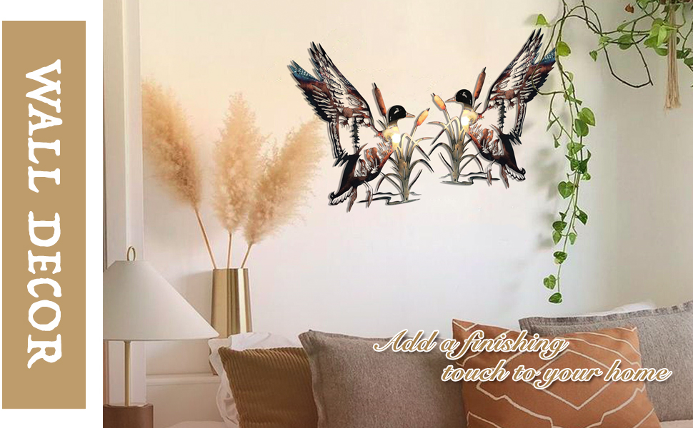 🦆Solo Mallard Hunting & Trout Fishing Scene Metal Wall Art🦆