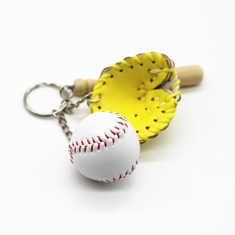 Mini Baseball Glove Set Charm Keychain