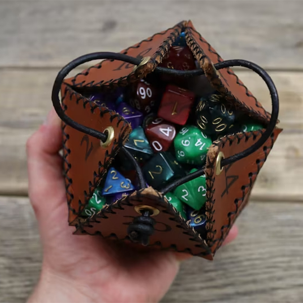 🎄Christmas Sale - Leather D20 Dice Bag