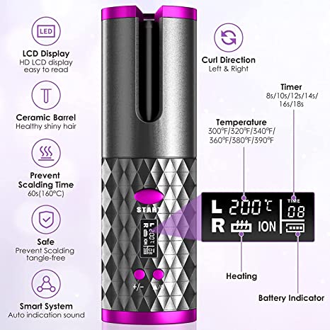 💅USB Charging Portable Cordless Auto Hair Curler