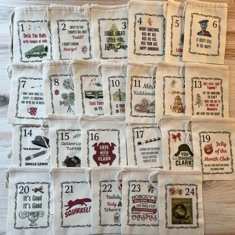 🥳Early Christmas Sale- 49% OFF🎁🎅Christmas Vacation Inspired Advent Calendar Christmas Bags🎁