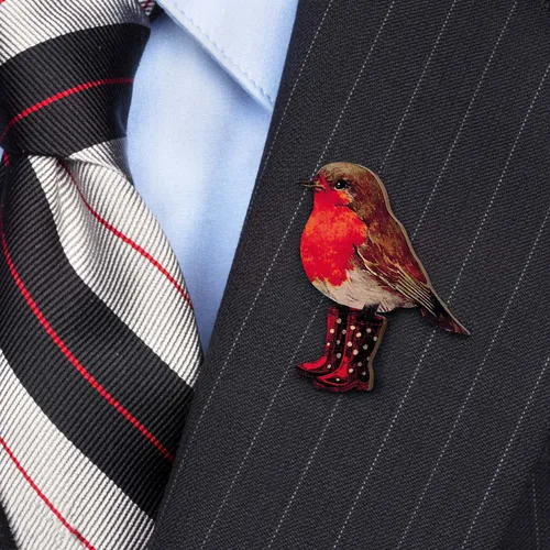 Whimsical wooden brooch pin "BIRD OF PASSAGE" gothic funny gift