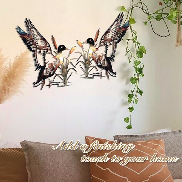 🦆Solo Mallard Hunting & Trout Fishing Scene Metal Wall Art🦆