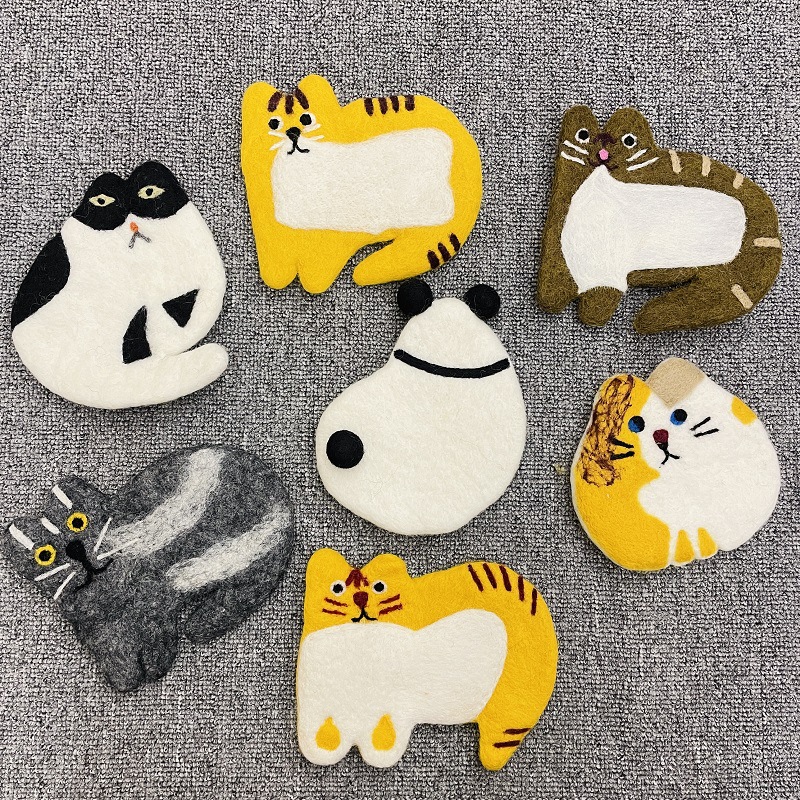 Cat Wool Felt Coaster Handmade