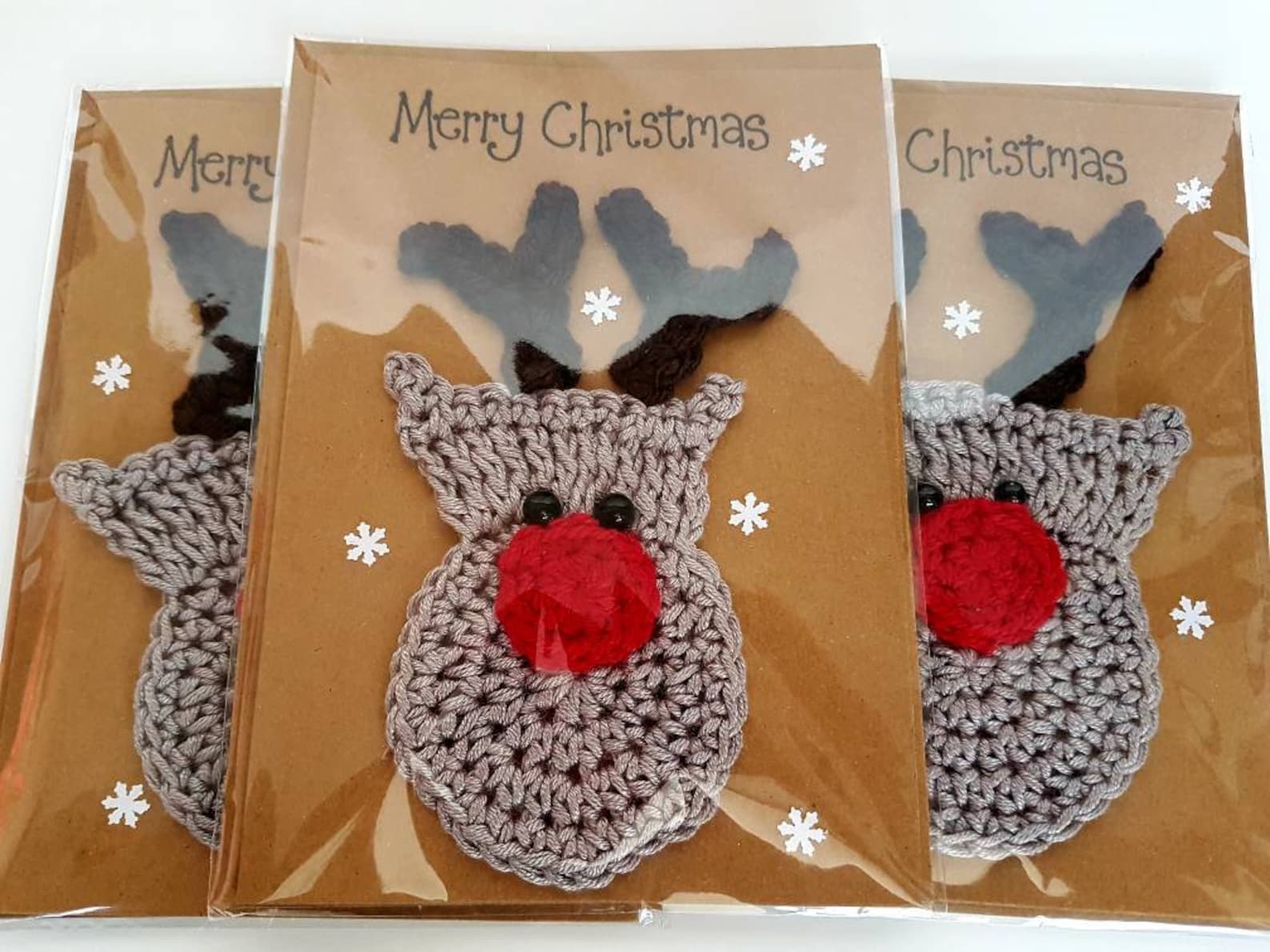 Crochet-handmade Christmas cards(6 cards)