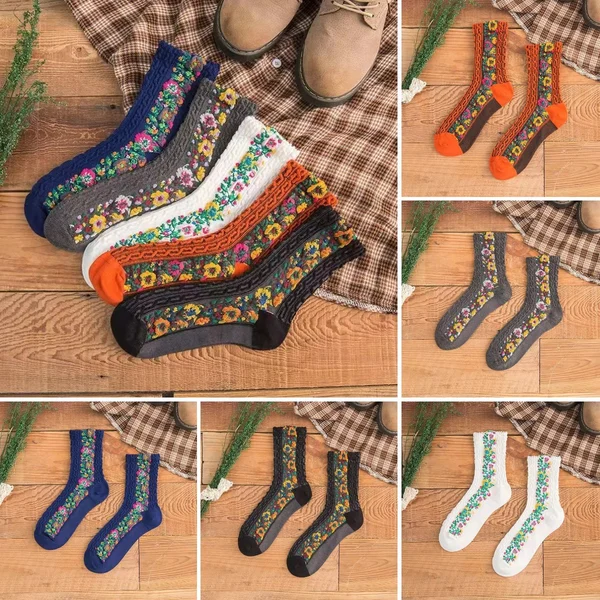 🔥Hot Sale 49% OFF - Vintage Embroidered Floral Socks🌼