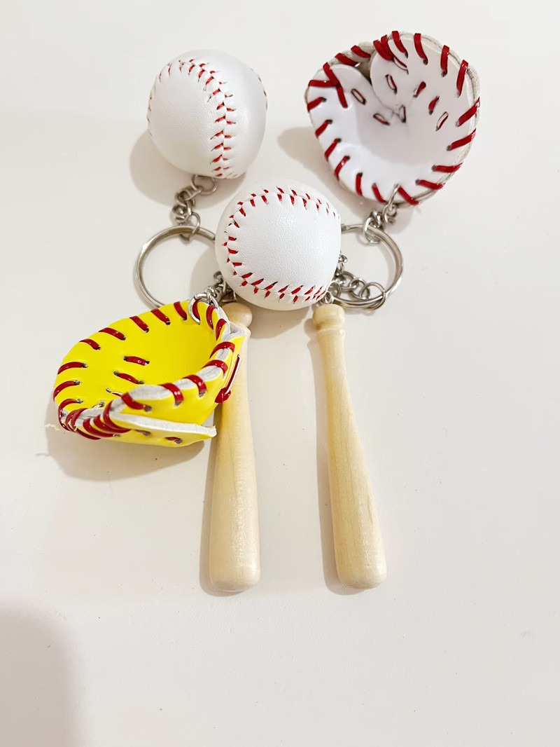 Mini Baseball Glove Set Charm Keychain