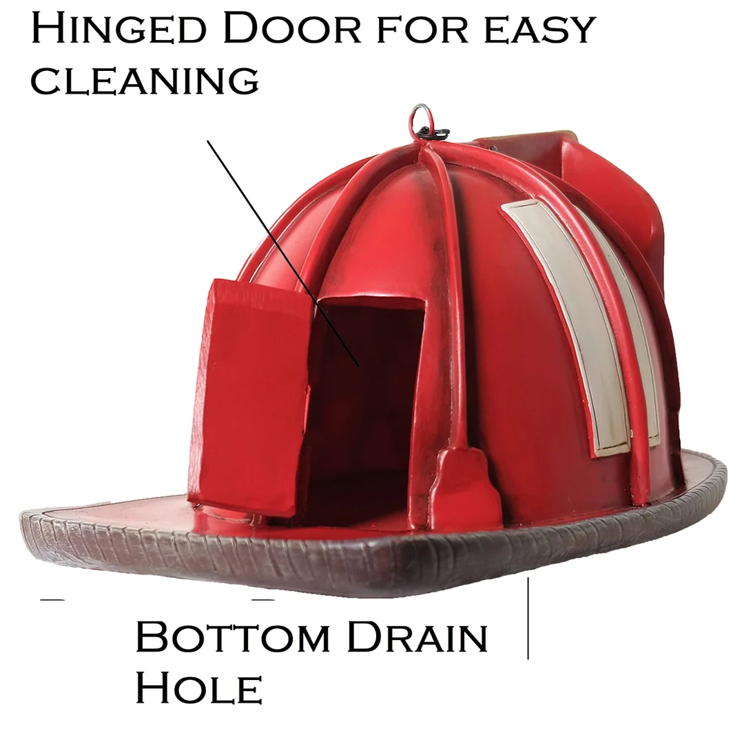🐦️Retro Red Firefighter Helmet Bird House⛑HOT SALE 49% OFF💖