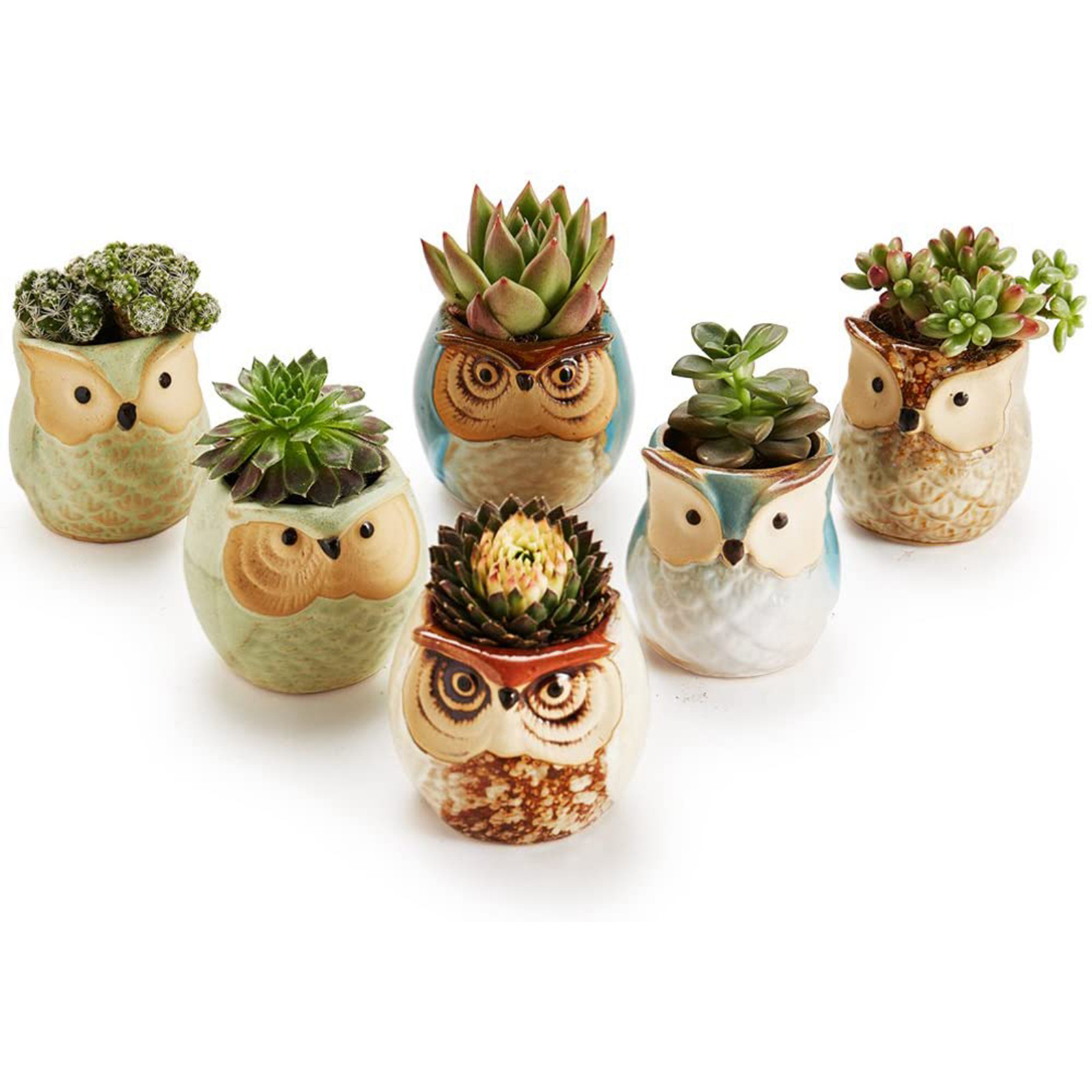 🦉Owl Pot Ceramic Flowing Glaze Base Serial Set Succulent Plant Pot