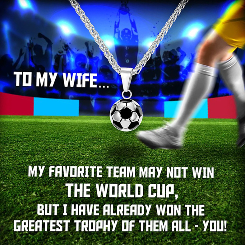 ⚽To My Wife, the Greatest Trophy (Field and Trophy Card) ⚽Soccer/ Football Necklace Gift Set