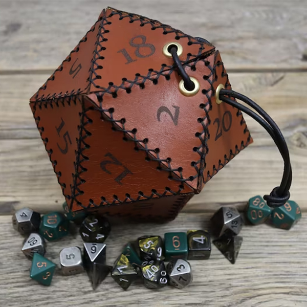 🎄Christmas Sale - Leather D20 Dice Bag