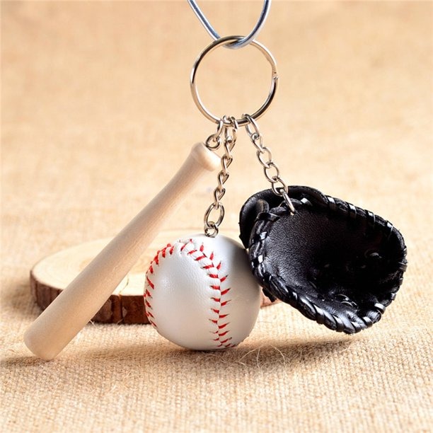 Mini Baseball Glove Set Charm Keychain