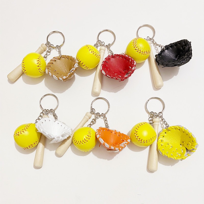 Mini Baseball Glove Set Charm Keychain