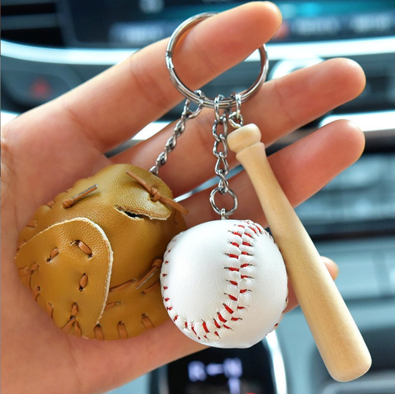 Mini Baseball Glove Set Charm Keychain
