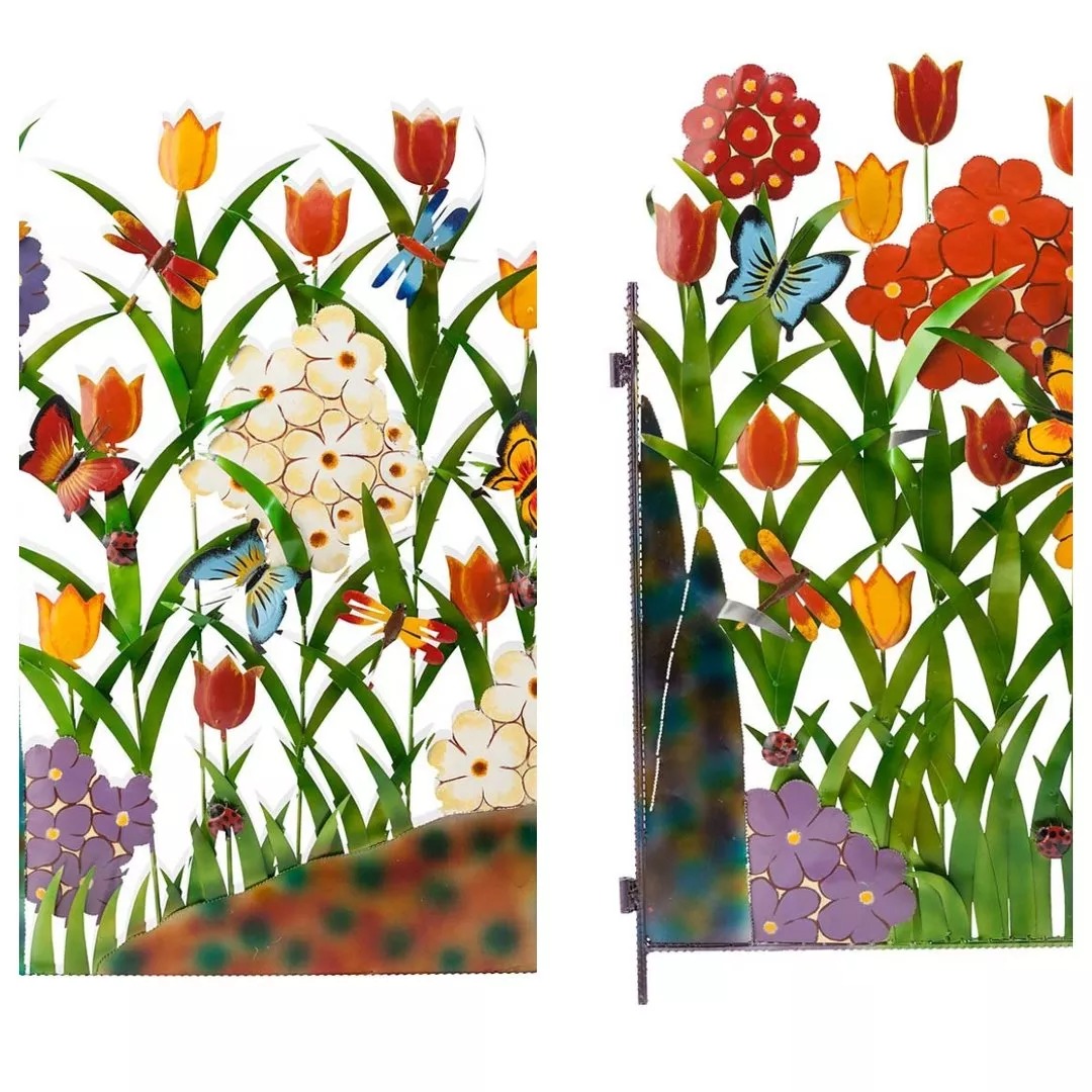 Colorful Metal Butterfly and Flower Garden Screen