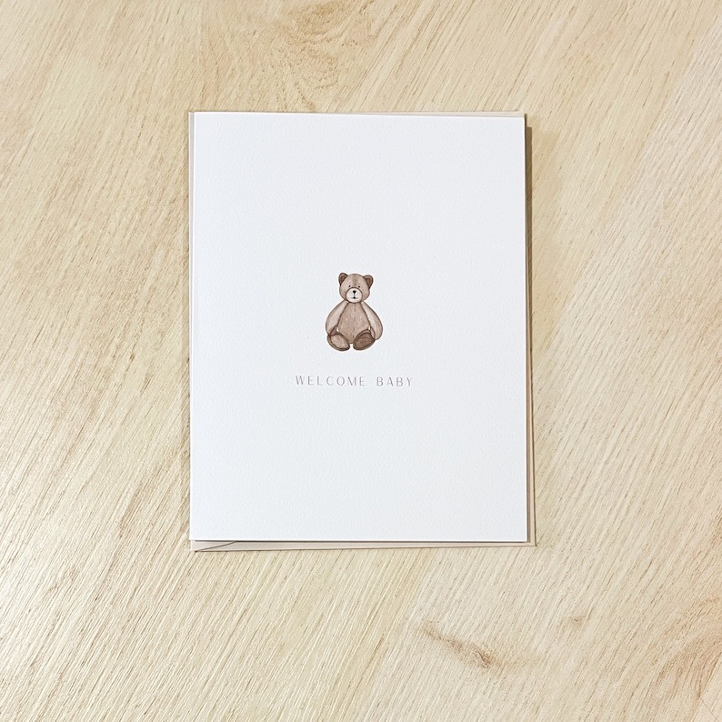 Watercolor flower animal scenery baby card
