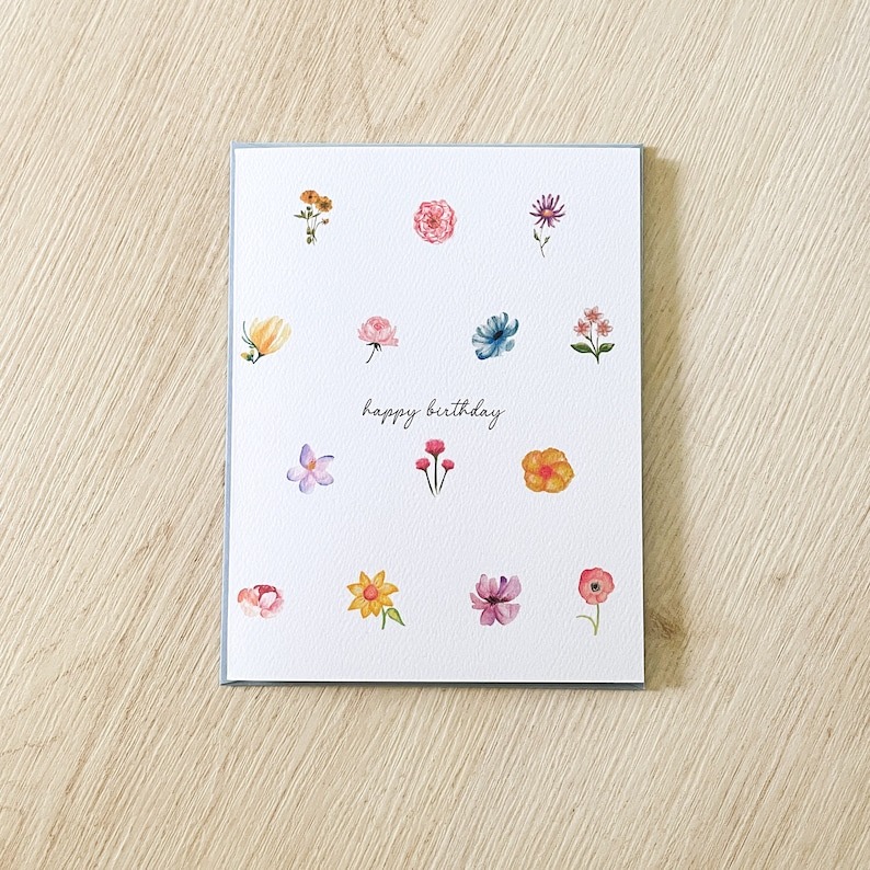 Watercolor flower animal scenery baby card