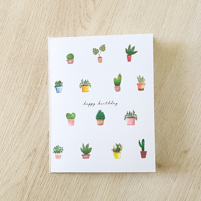 Watercolor flower animal scenery baby card