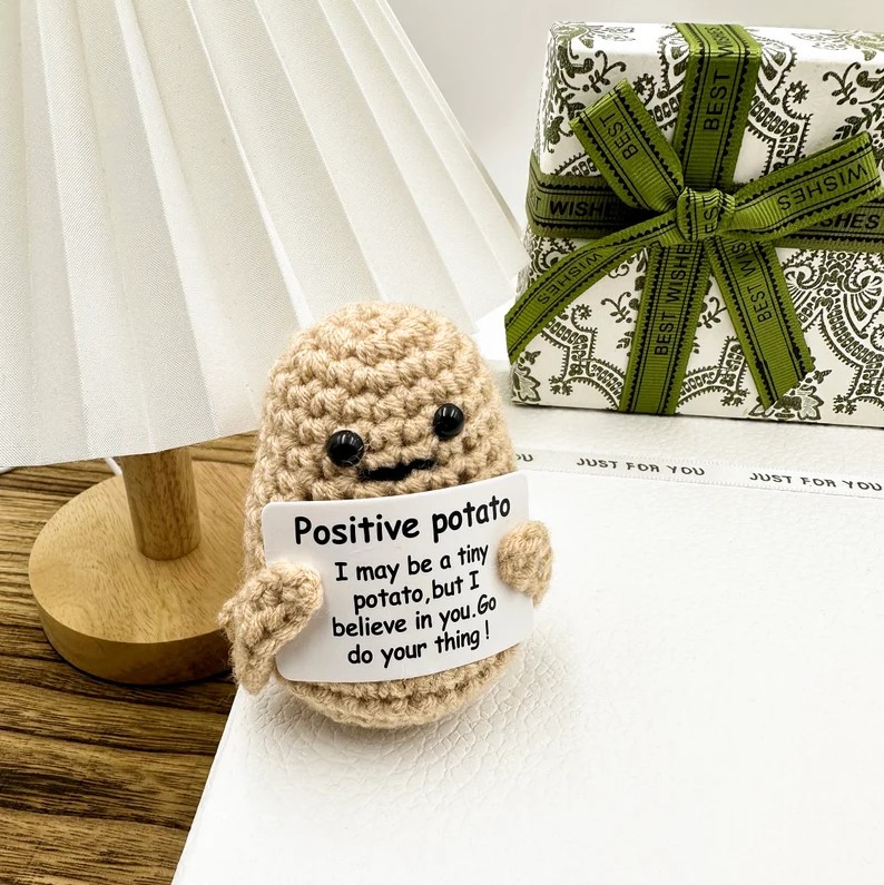 Funny gift knitted positive potato gift box