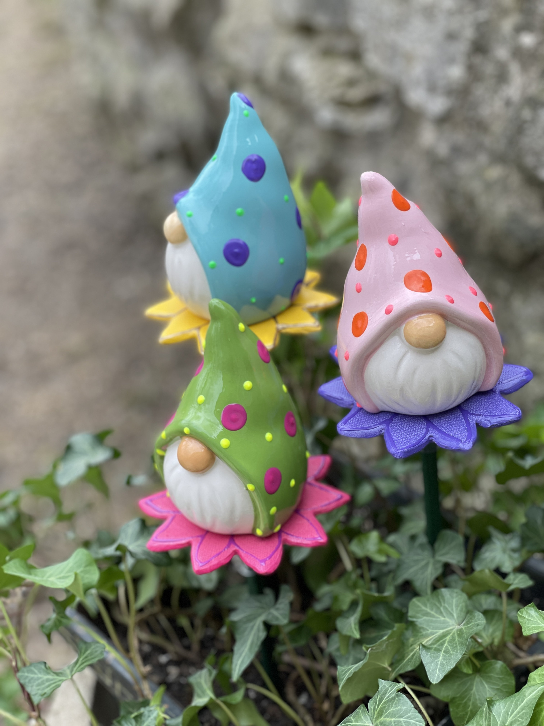 Set Of 3 Garden Gnome Yard Stakes Gift