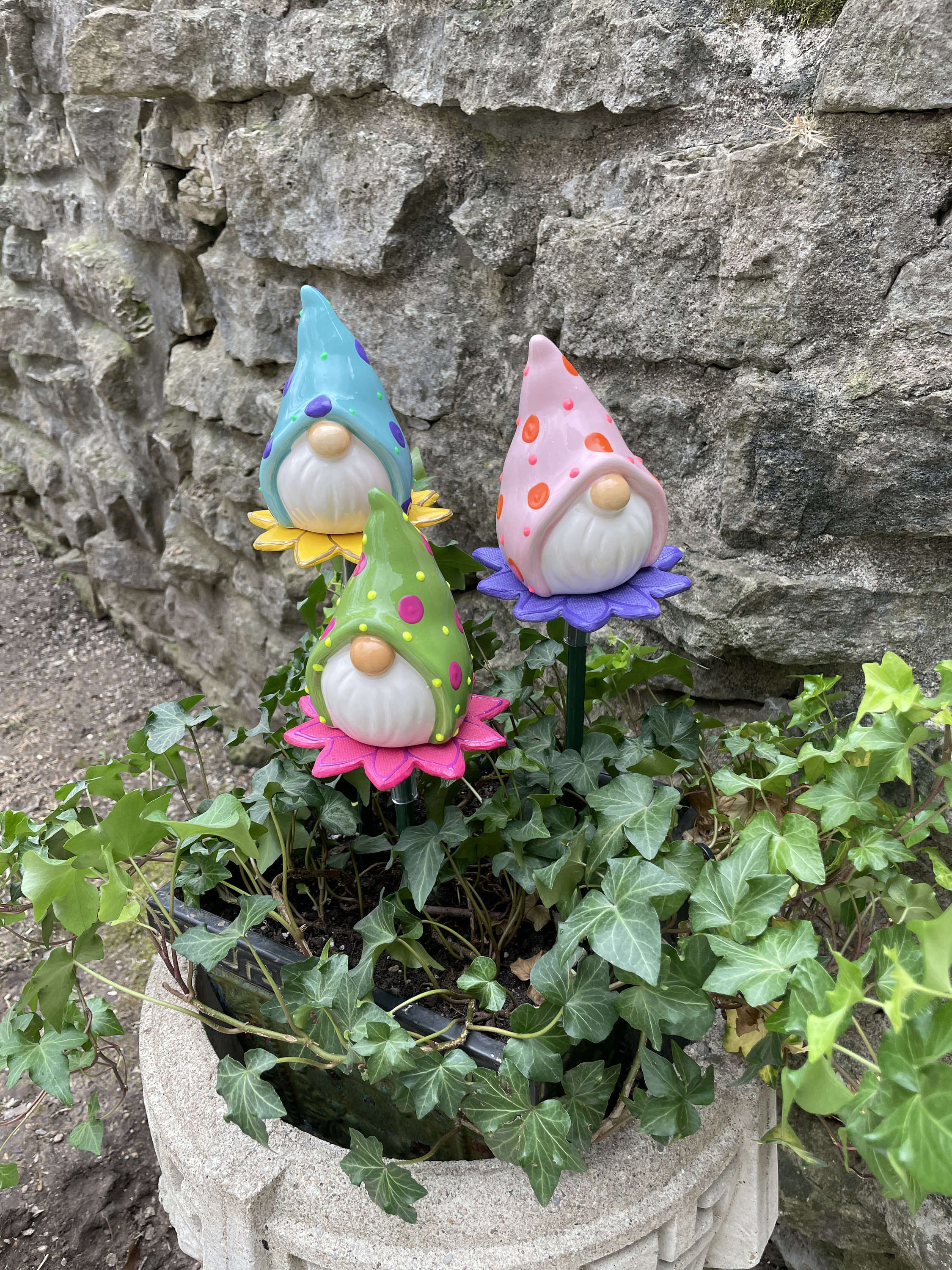 Set Of 3 Garden Gnome Yard Stakes Gift