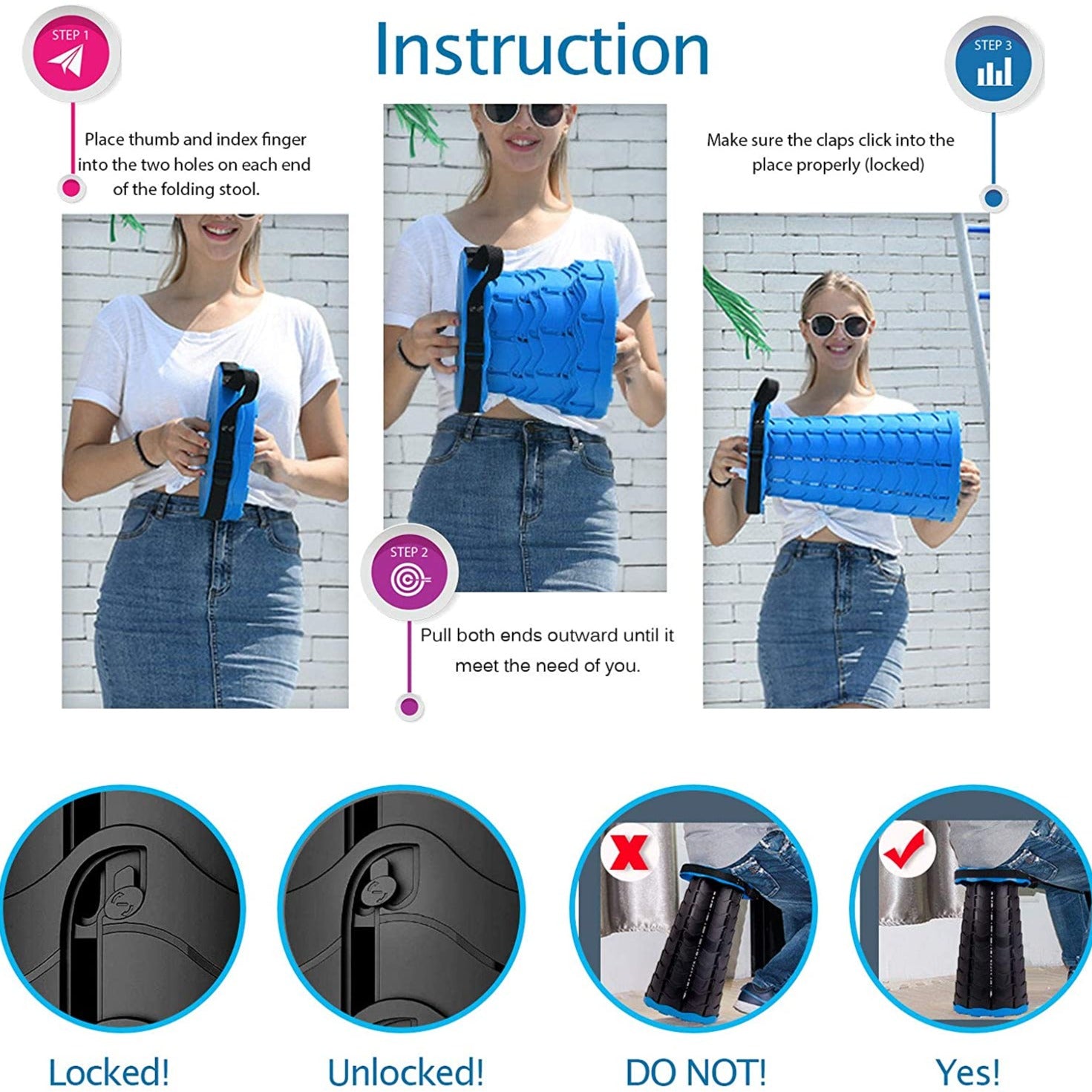 🎁New Year Hot Sale-30% OFF💥 2022 Upgraded Retractable Folding Stool